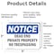 Signmission Dead End Private Property No Trespassing OSHA Notice Sign, Vinyl Decal, 5in W x 3.5in L, 2PK OS-2PACK-NS-D-35-L-10942 - alternate 2